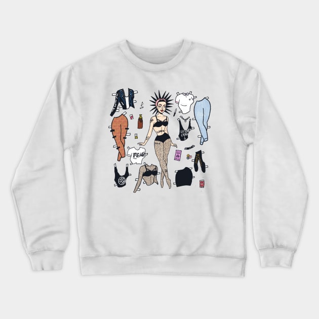 Punk girl paper doll Crewneck Sweatshirt by HEcreative